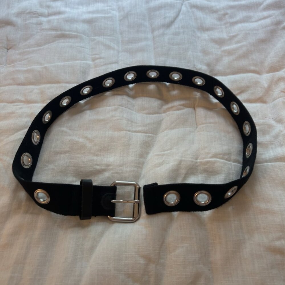 Urban Outfitters Women's Canvas Black and Silver Belt